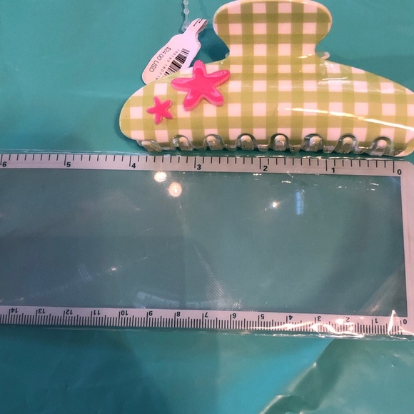 Free People Green and Pink Checkered Hair Clip - Picture 4 of 4